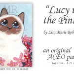 Cat ACEO Lucy in the pink - © Lisa M Robinson