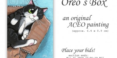 Cat ACEO Oreos Box © Lisa Marie Robinson