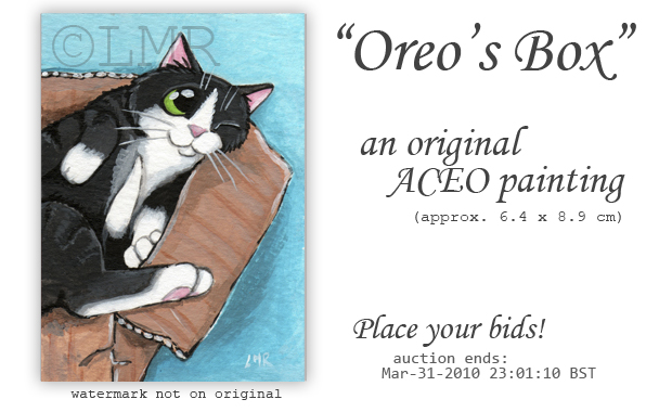 Cat ACEO Oreos Box © Lisa Marie Robinson