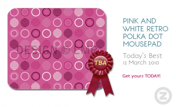 Pink Retro Polka Dot Mousepad © Lisa Marie Robinson