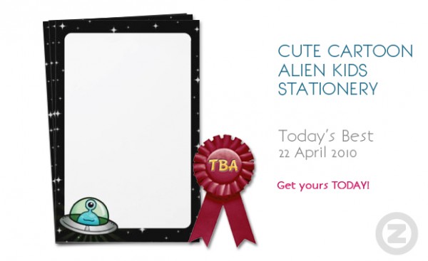 Cute Cartoon Alien Stationery wins Today's Best © Lisa Marie Robinson