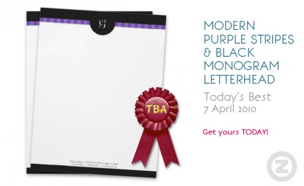 Modern Purple Stripe Letterhead © Lisa Marie Robinson