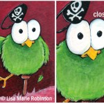 ACEO Unsteady Eddie Pirate Bird Series © Lisa Marie Robinson