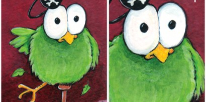 ACEO Unsteady Eddie Pirate Bird Series © Lisa Marie Robinson