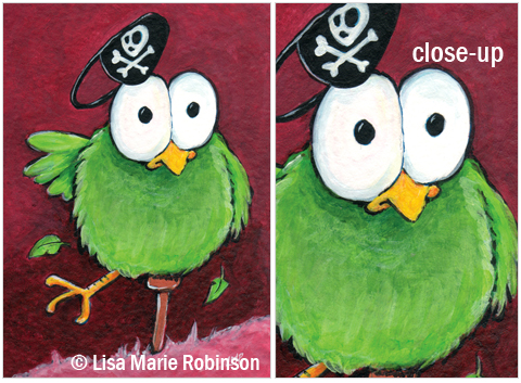 ACEO Unsteady Eddie Pirate Bird Series © Lisa Marie Robinson