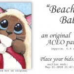 Original Cat ACEO: Beach Ball © Lisa Marie Robinson