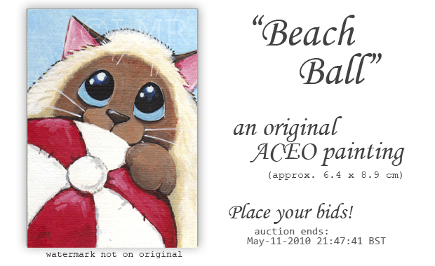 Original Cat ACEO: Beach Ball © Lisa Marie Robinson