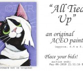 Original Cat ACEO - All Tied Up © Lisa Marie Robinson