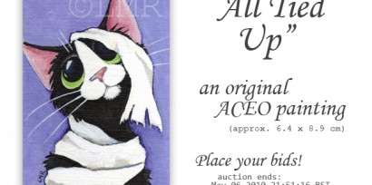 Original Cat ACEO - All Tied Up © Lisa Marie Robinson
