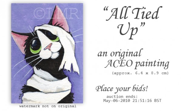 Original Cat ACEO - All Tied Up © Lisa Marie Robinson Original Cat ACEO - All Tied Up © Lisa Marie Robinson