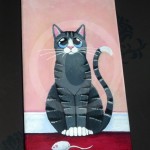 Work in Progress: Grey Tabby Cat with Toy Mouse Painting © Lisa Marie Robinson