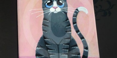 Work in Progress: Grey Tabby Cat with Toy Mouse Painting © Lisa Marie Robinson