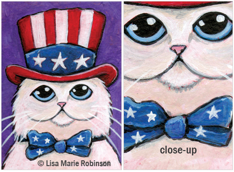 ACEO-USA-Patriotic-Persian-Cat © Lisa Marie Robinson