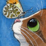 Cat ACEO: Biggles and the Orange Tip © Lisa Marie Robinson