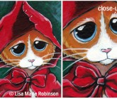 Cat ACEO Little Red Riding Hood &copy; Lisa Marie Robinson