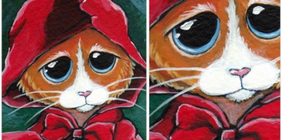 Cat ACEO Little Red Riding Hood &copy; Lisa Marie Robinson