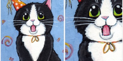 Cat ACEO Its My Birthday © Lisa Marie Robinson