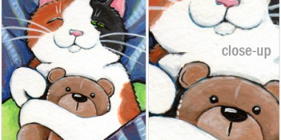 Calico Cat ACEO: One Eye Open © Lisa Marie Robinson