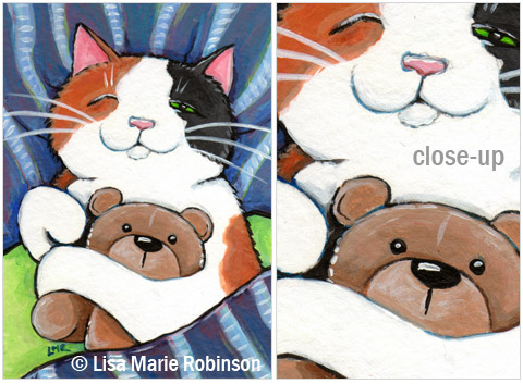 Calico Cat ACEO: One Eye Open © Lisa Marie Robinson