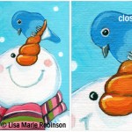 ACEO Snowman and Bluebird © Lisa Marie Robinson