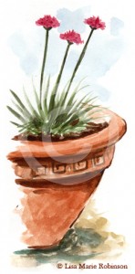 Armeria Maritima Watercolour Sketch © Lisa Marie Robinson