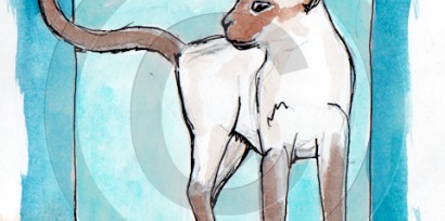 Siamese Cat Watercolour Ink Sketch &copy; Lisa Marie Robinson
