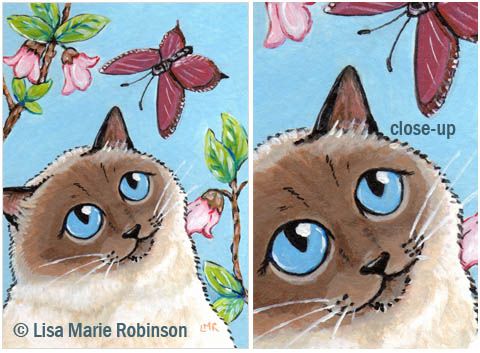 Cat ACEO Charlotte and Butterfly © Lisa Marie Robinson
