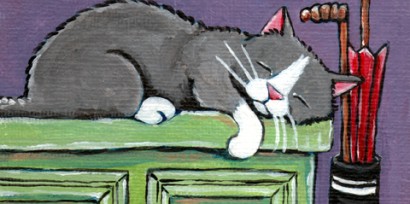 Cat ACEO Chloe on the sideboard &copy; Lisa Marie Robinson