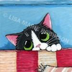 Cat ACEO Sox Behind the Sofa &copy; Lisa Marie Robinson