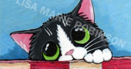 Cat ACEO Sox Behind the Sofa &copy; Lisa Marie Robinson