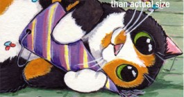 Calico Cat ACEO The Party is Over &copy; Lisa Marie Robinson