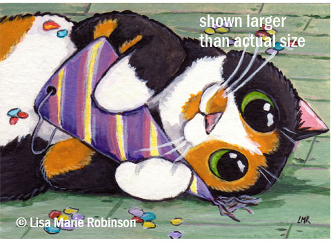 Calico Cat ACEO The Party is Over © Lisa Marie Robinson