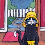 Cat ACEO: Got My Souwester, Let's Go!