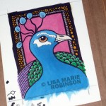 Sharpie and Gouache Peacock ACEO Sketch