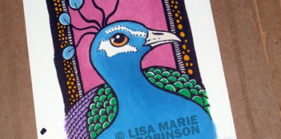 Sharpie and Gouache Peacock ACEO Sketch
