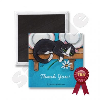 Cat Holding Daisy Thank You Magnet