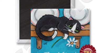 Cat Holding Daisy Thank You Magnet