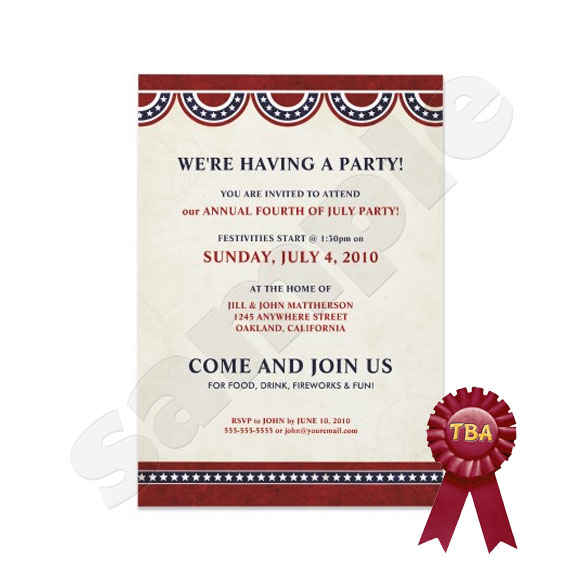 TBA Winner - July 4th Party Invitations