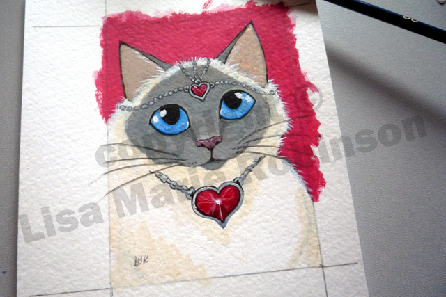 Queen of Hearts Cat ACEO
