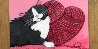Yarn Love - Cat ACEO by Lisa Marie Robinson