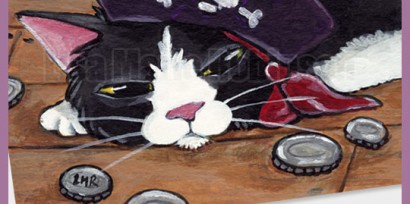 19.9.11 Tired Little Plunderer cat aceo by Lisa Marie Robinson