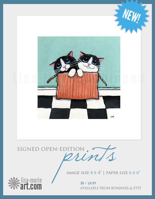Signed Mini Cat Art Prints by Lisa Marie Robinson