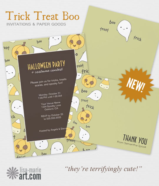 Trick Treat Boo Invites and Paper Goods by Lisa Marie Robinson