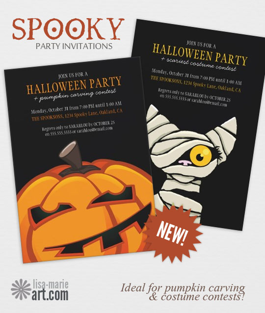 Spooky Halloween Party Invitations by Lisa Marie Robinson