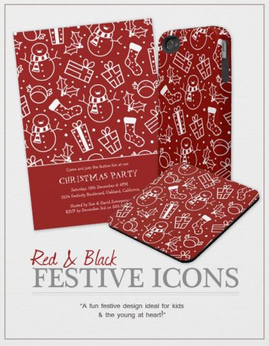 Red and White Festive Icons Product Range by Lisa Marie Robinson