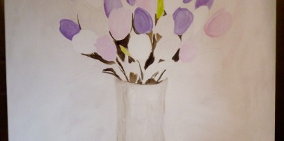 Tulips in a Glass Vase Step by Step 1