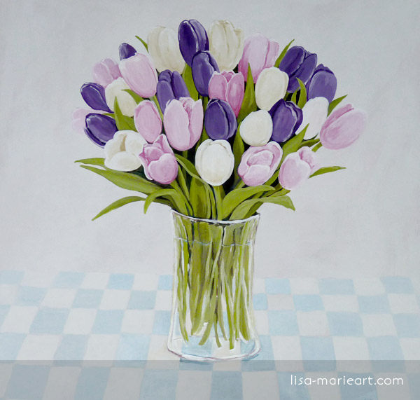Tulips in a Glass Vase by Lisa Marie Robinson