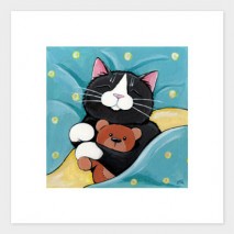 Sweet Pea and Ted - Cat Art Print