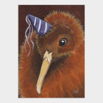 ACEO - Kiwi in a Party Hat