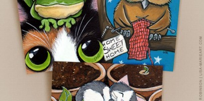 Cat and Owl ACEO prints